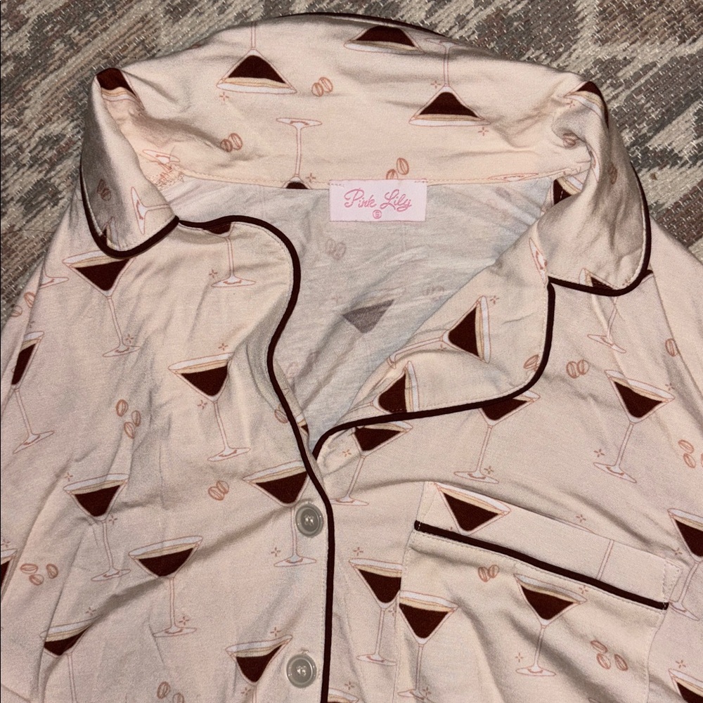 Pink Lily espresso martini Pajama Set - Picture 2 of 5